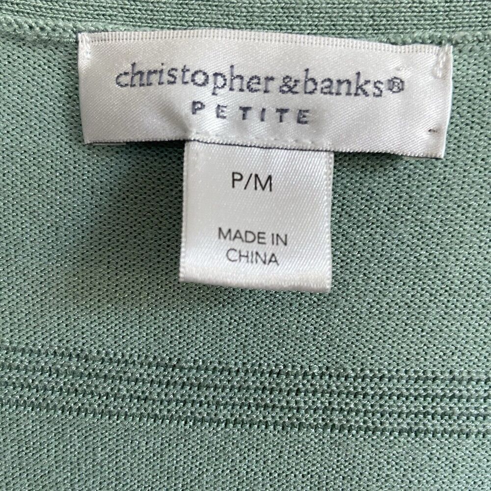Christopher & Banks Open Front Long Sleeve Cardigan Sweater Green Size PM - Picture 5 of 9